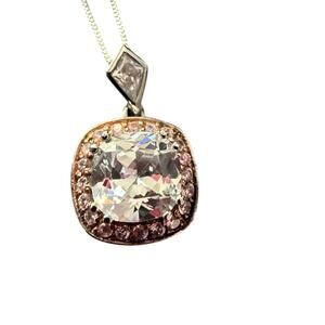 925 Sterling Silver Two Tone Pendant Necklace